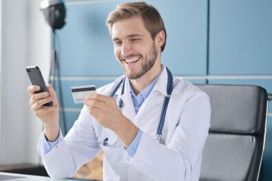 doctor with credit card