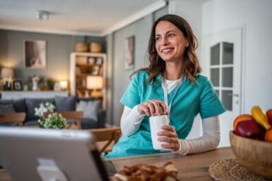 healthcare worker at home