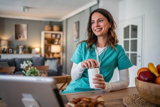 healthcare worker at home