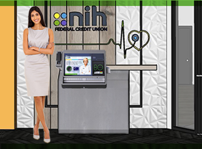 Silver Spring branch employee standing next to new Interactive Teller Machine