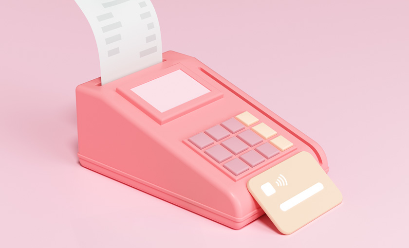 Illustration of credit card machine.